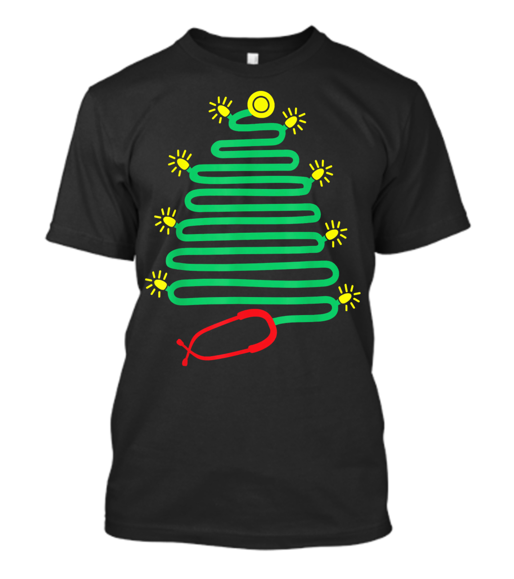 Cute Nurse Christmas Tree Stethoscope Holiday Lights T-Shirt