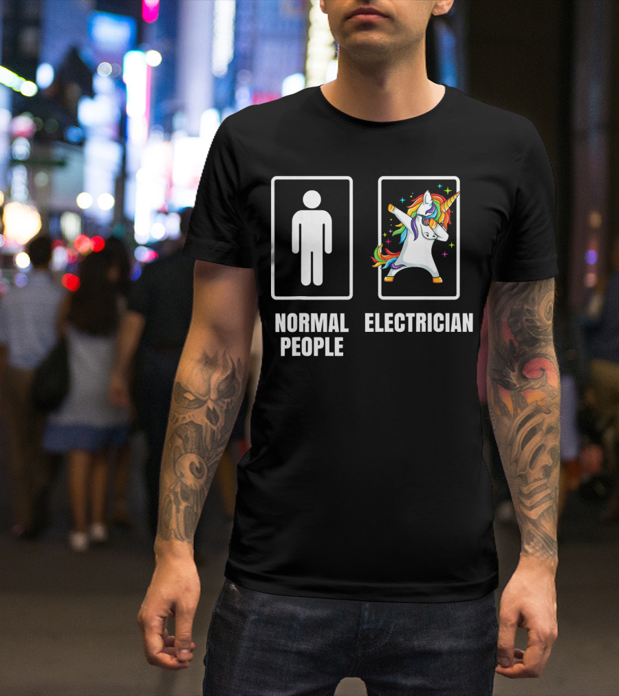Normal People Electrician Dabbing Unicorn T-Shirt