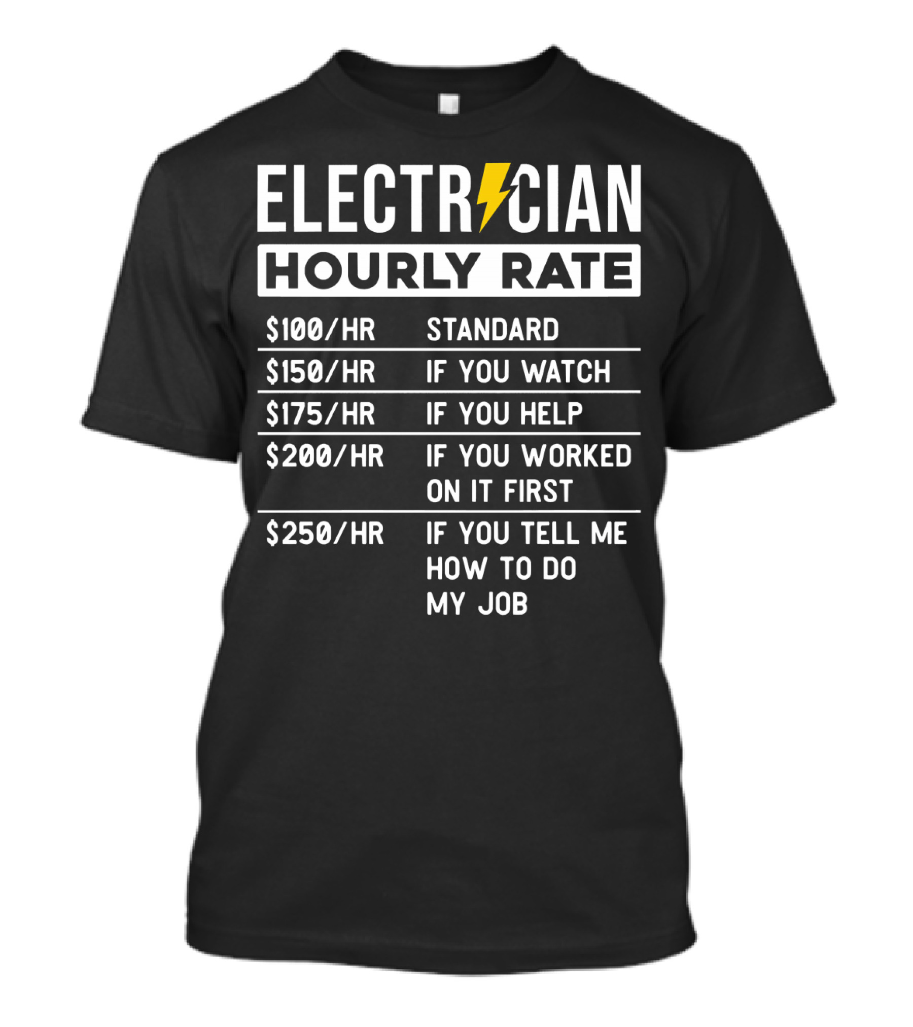 Electrician Hourly Rate Standard If You Watch Help Worked First Tell Me How To Do My Job T-Shirt