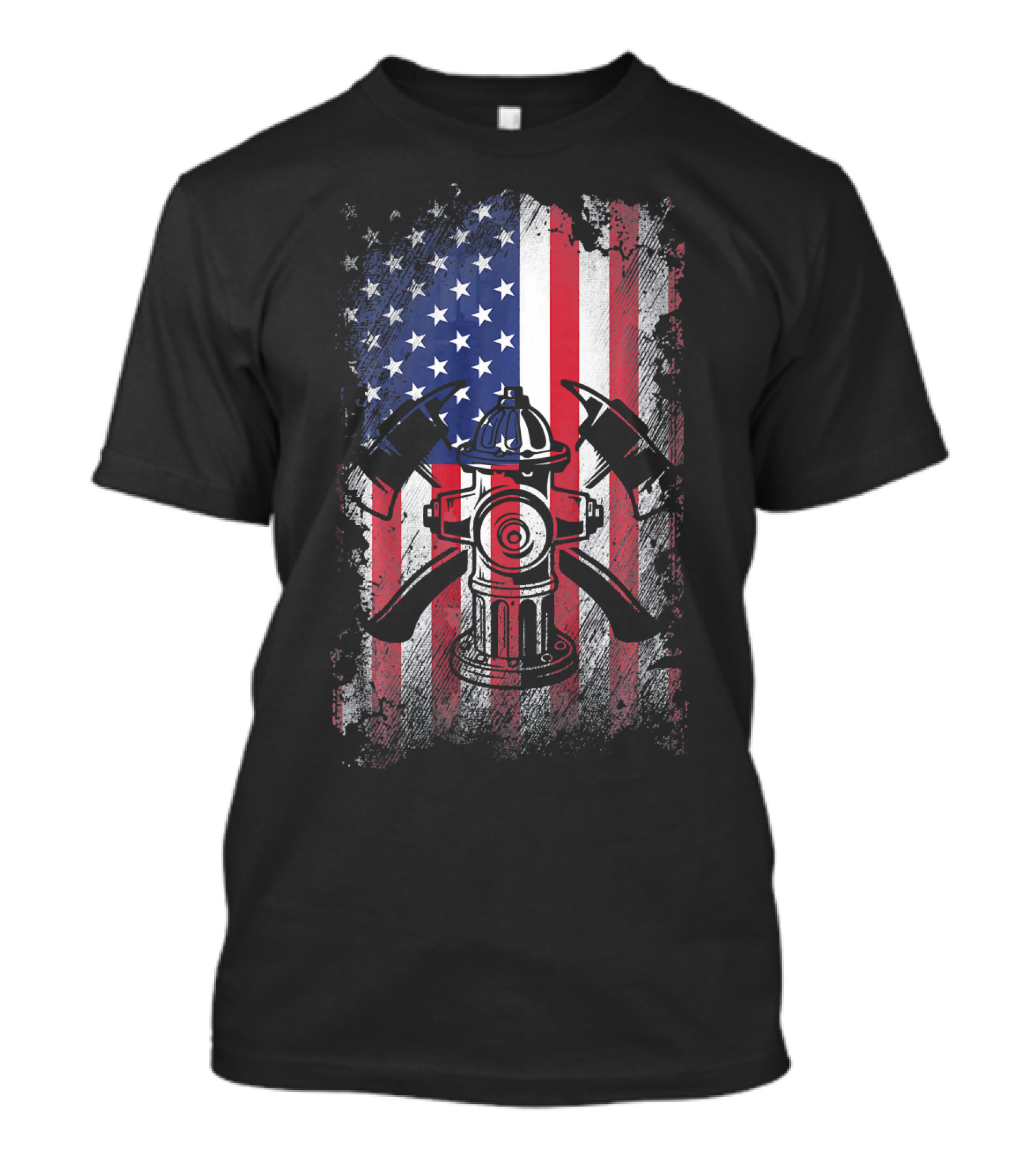 American Flag Firefighter Hydrant Axes Proud USA T-Shirt