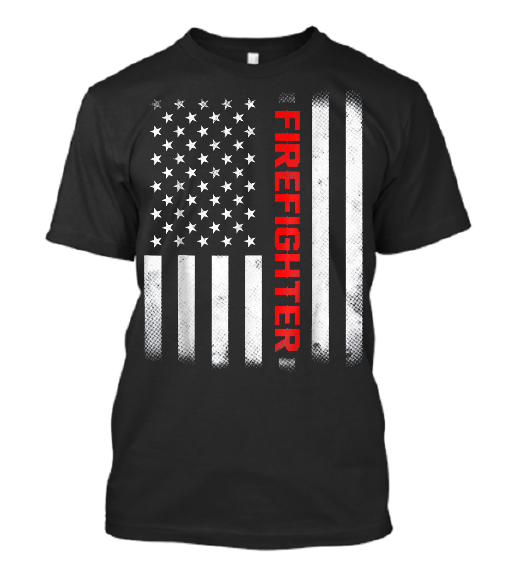 FIRE FIGHTER American Flag Vertical Red Line T-Shirt