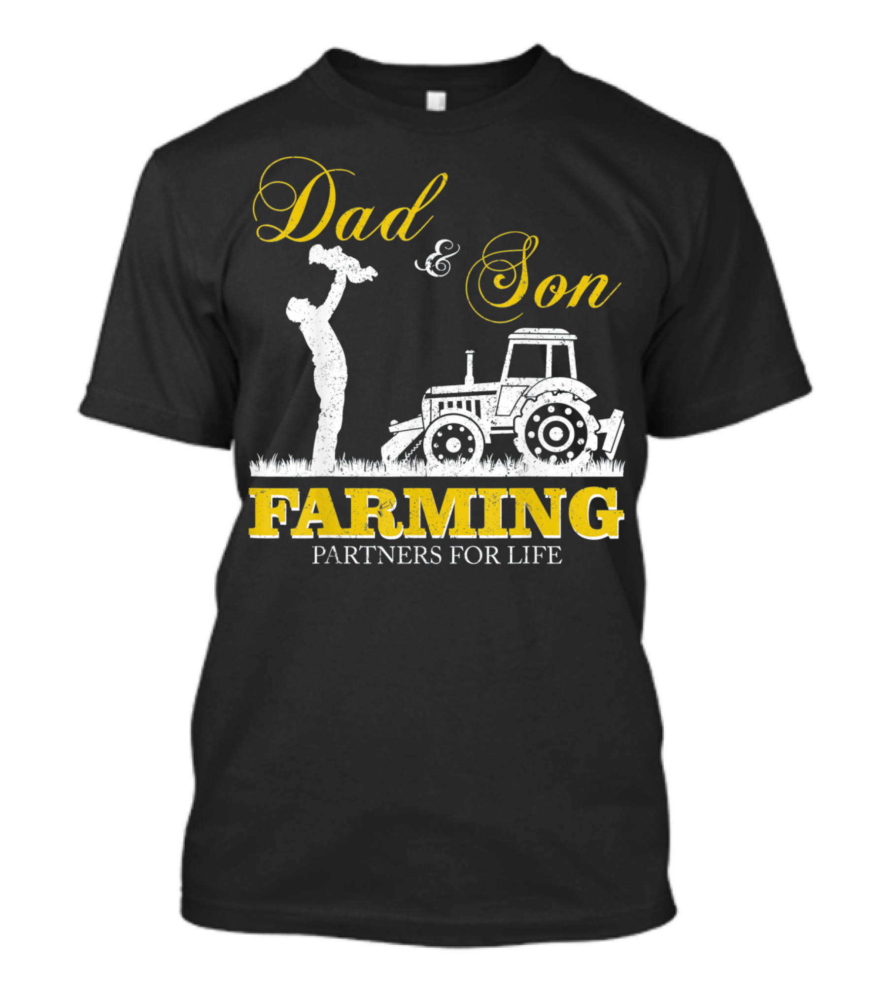 Dad And Son Farming Partners For Life Tractor Scene T-Shirt