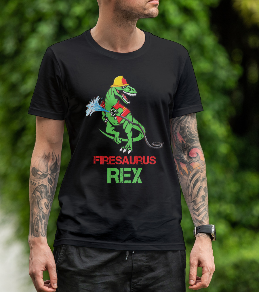 Firesaurus Rex Dinosaur Firefighter T-Shirt