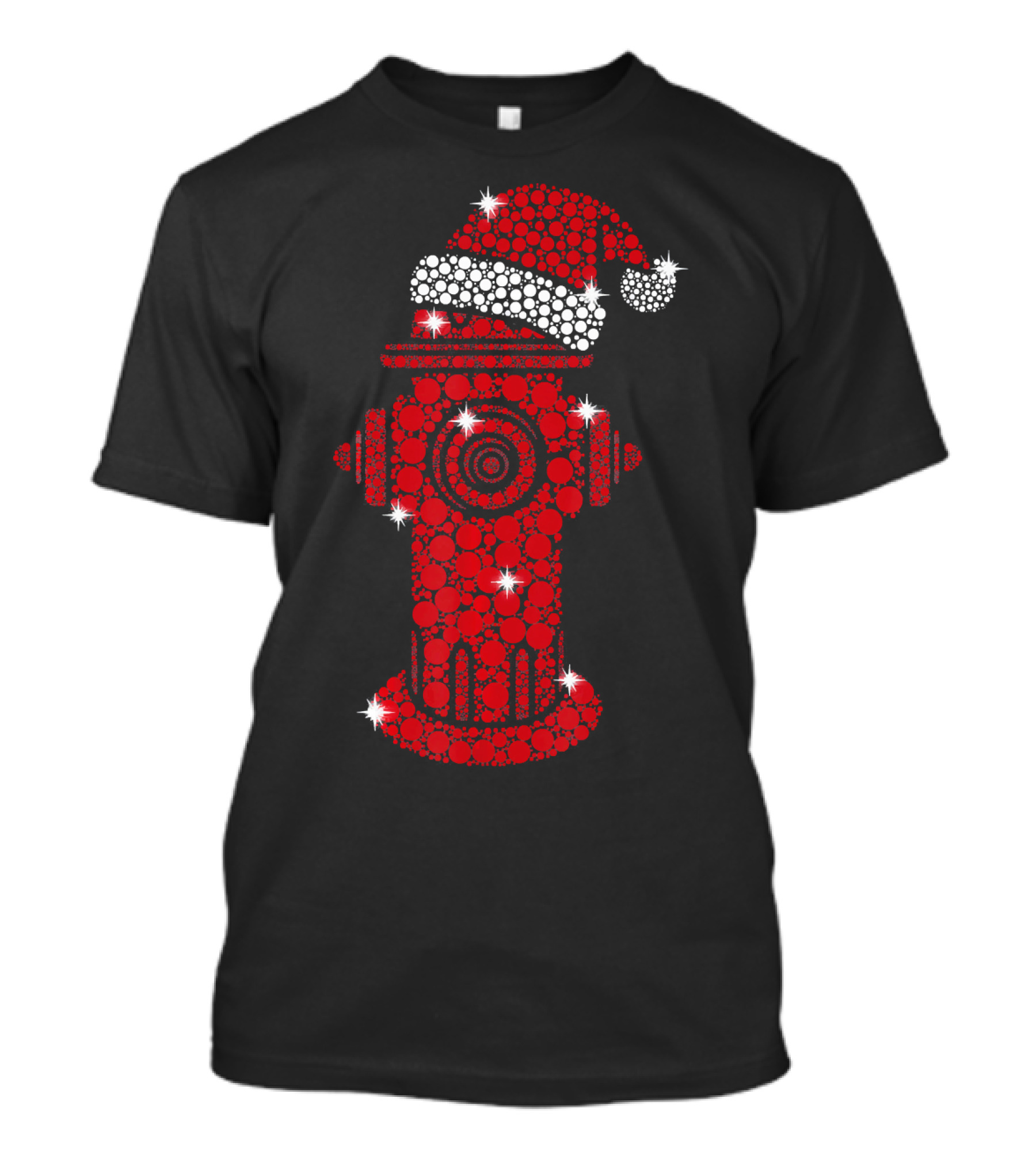 Fire Hydrant Santa Hat Christmas Firefighter Sparkle Chris T-Shirt