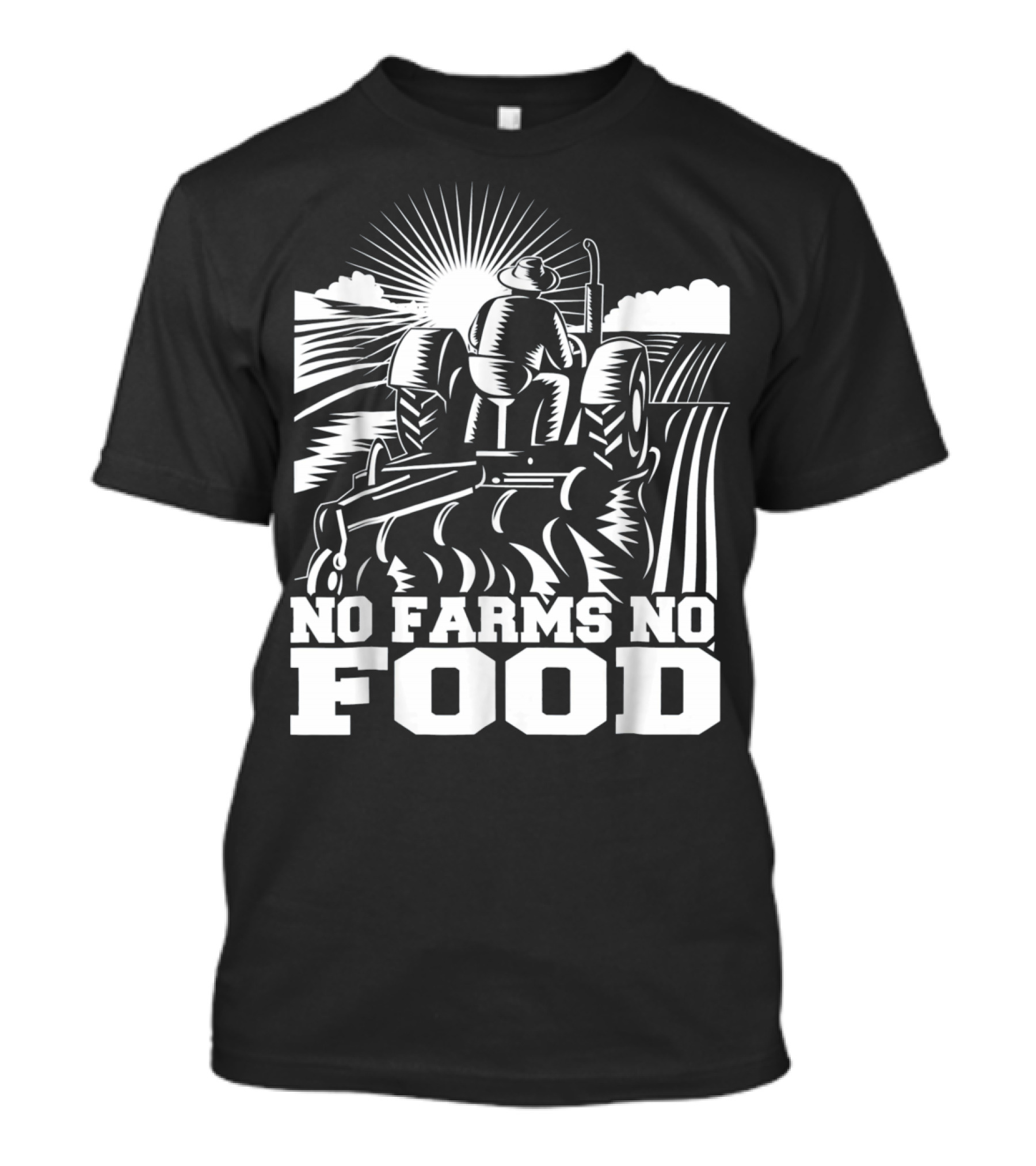 No Farms No Food Funny Farmers Farming Tractor Sunburst T-Shirt