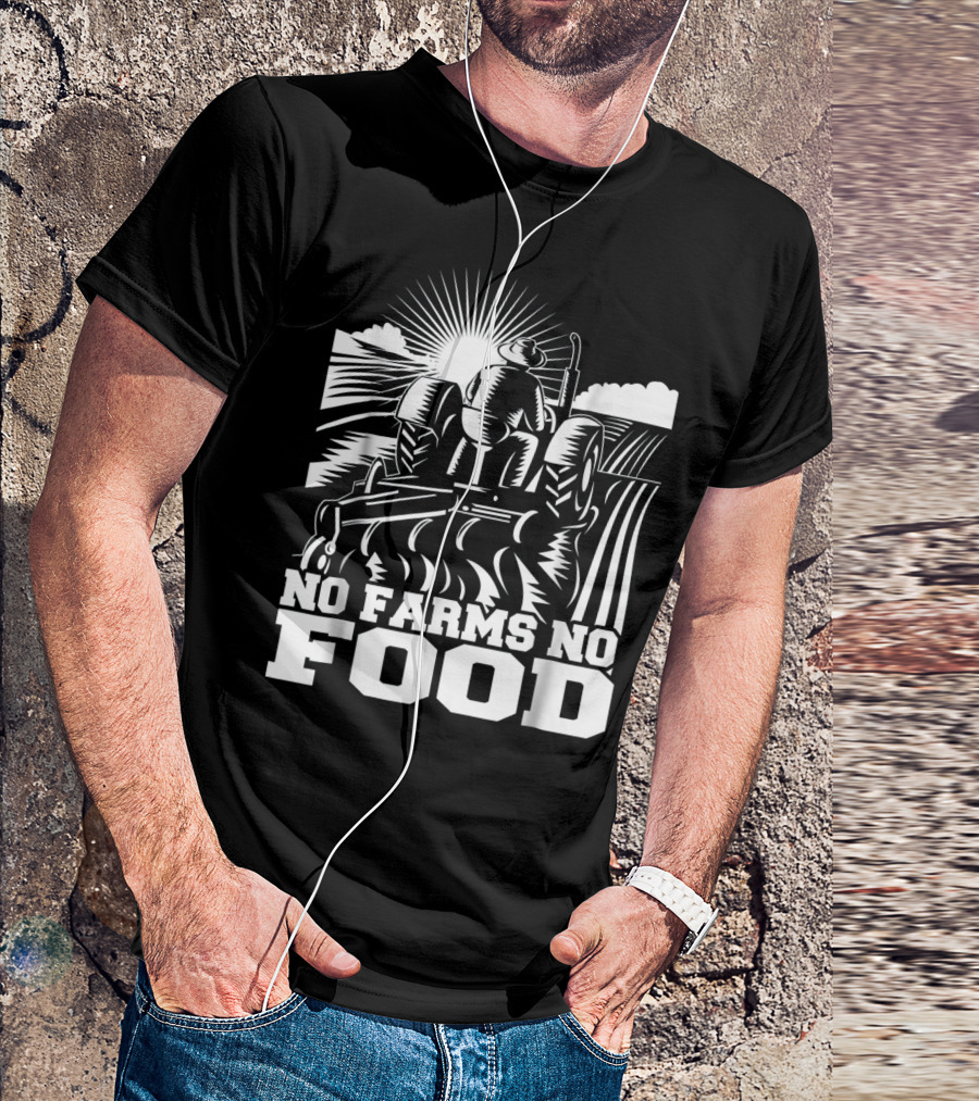 No Farms No Food Funny Farmers Farming Tractor Sunburst T-Shirt