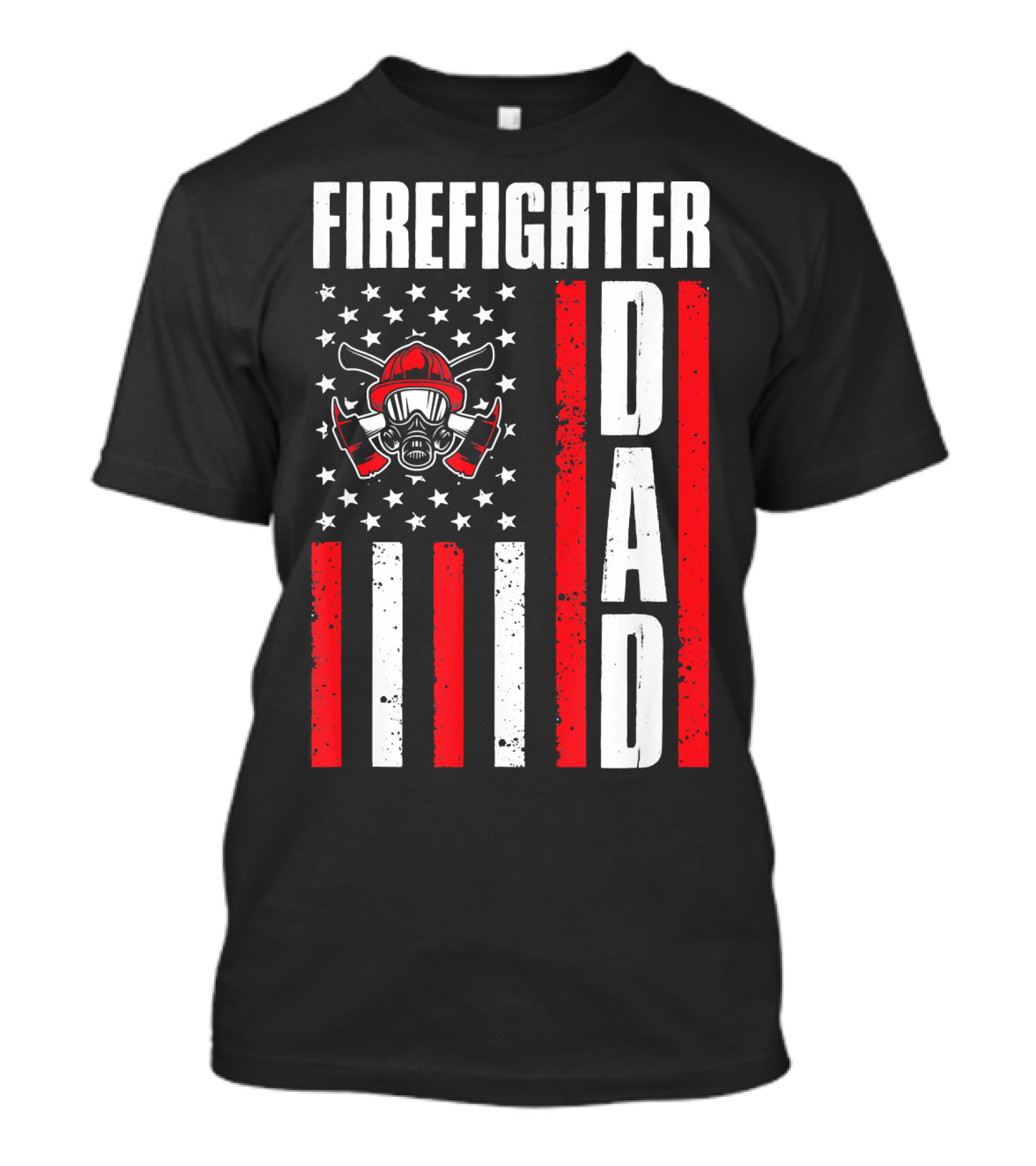 Fighter Dad Fireman Amer Flag Helmet T-Shirt