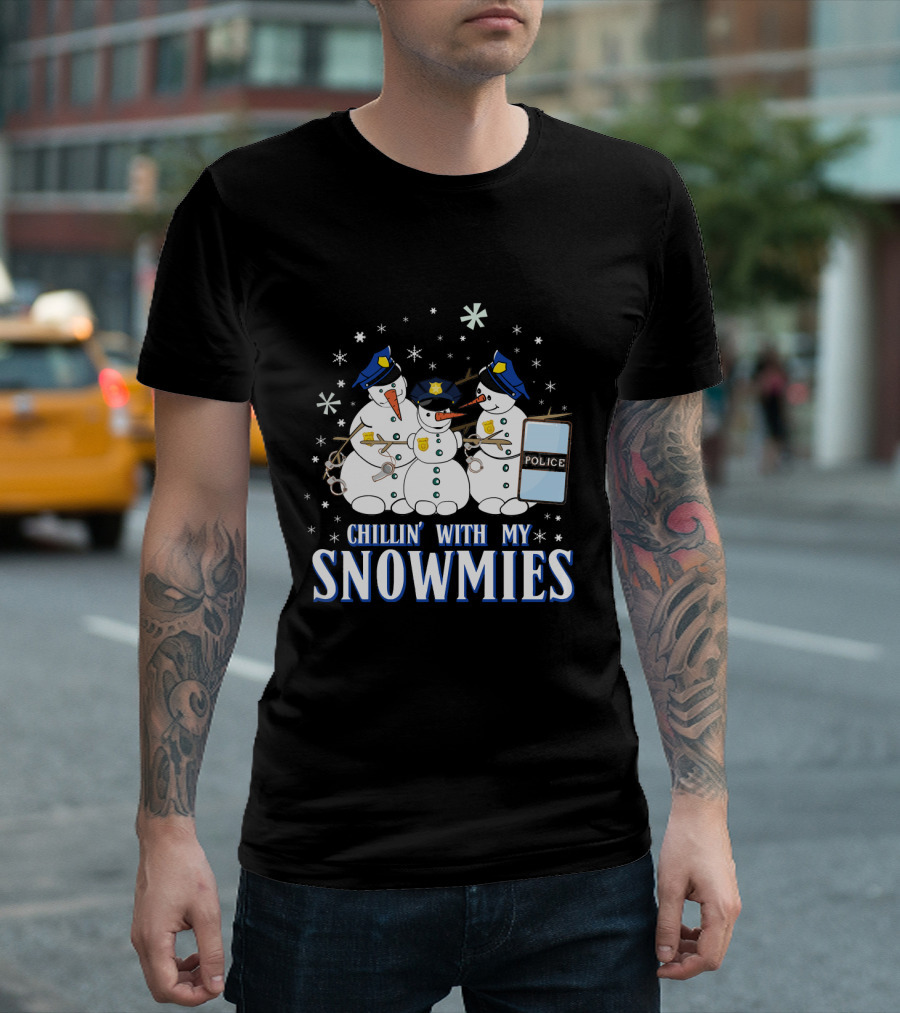 Chillin' With My Snowmies Police Snowman Trio T-Shirt
