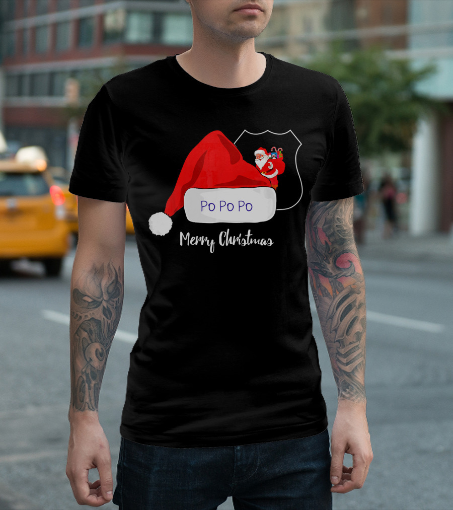 Po Po Po Merry Christmas Funny Holiday Idea for Police Officer T-Shirt