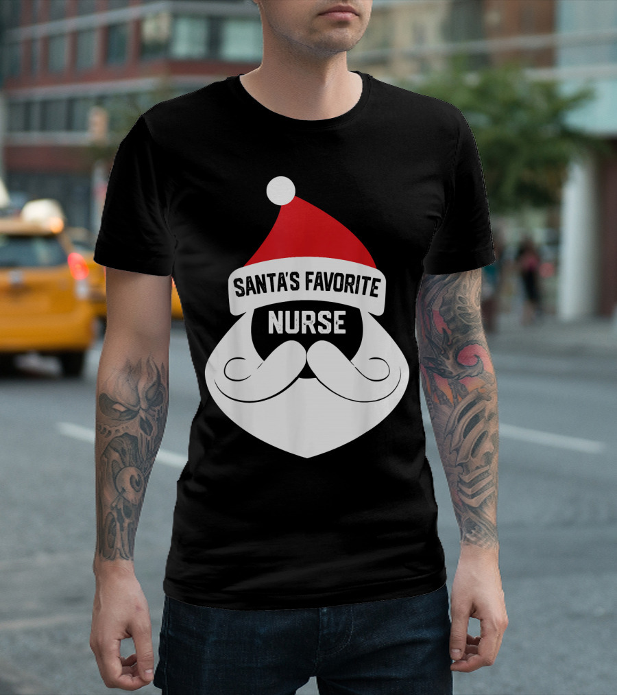 Santa's Favorite Nurse Christmas Nurse Gift T-Shirt