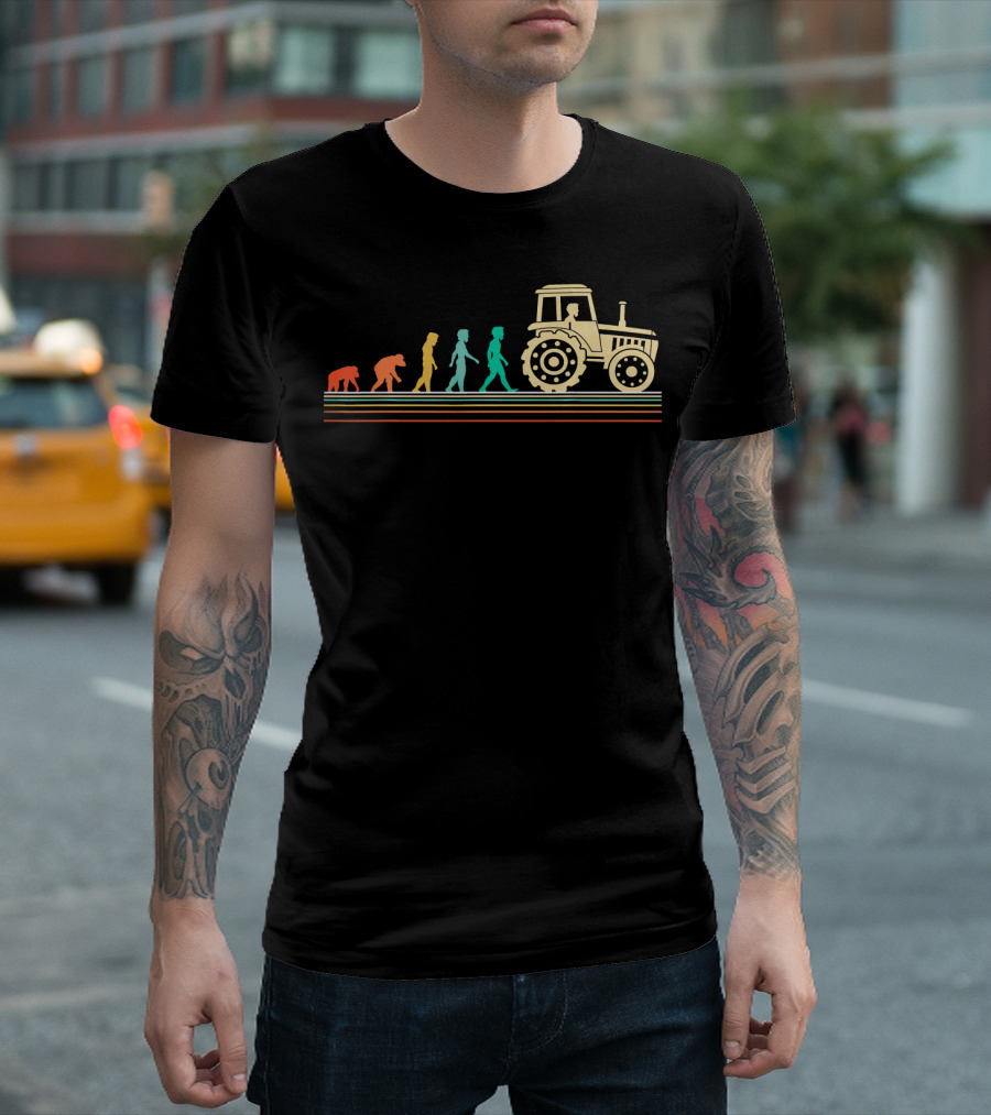 Farming Evolution Funny Tractor Farmer T-Shirt