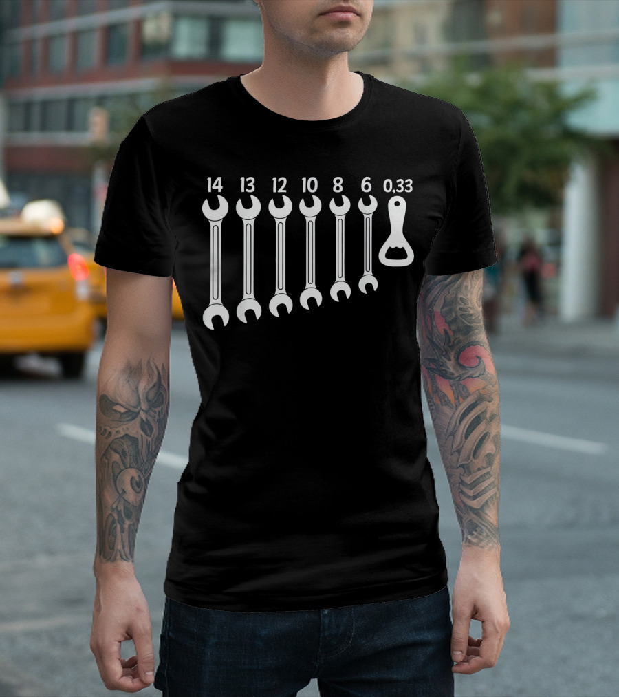 Mechanical Wrench Sizes to Beer Bottle Opener Conversion T-Shirt