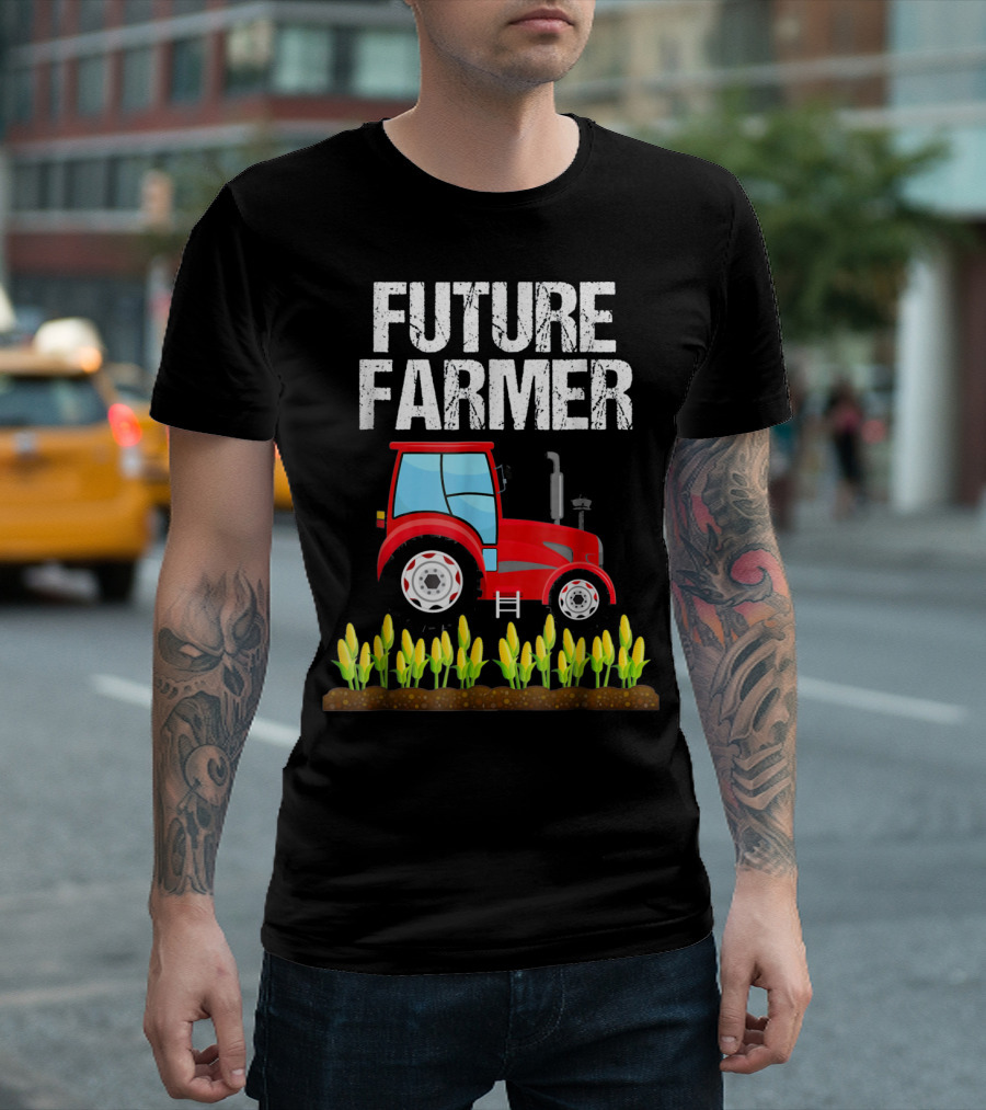 Future Farmer Red Tractor Corn Field T-Shirt