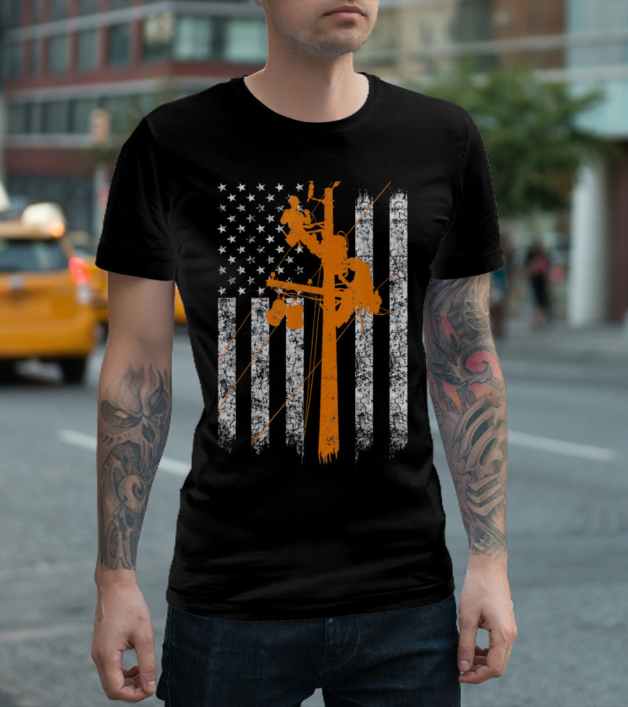 American Flag Lineman T-Shirt