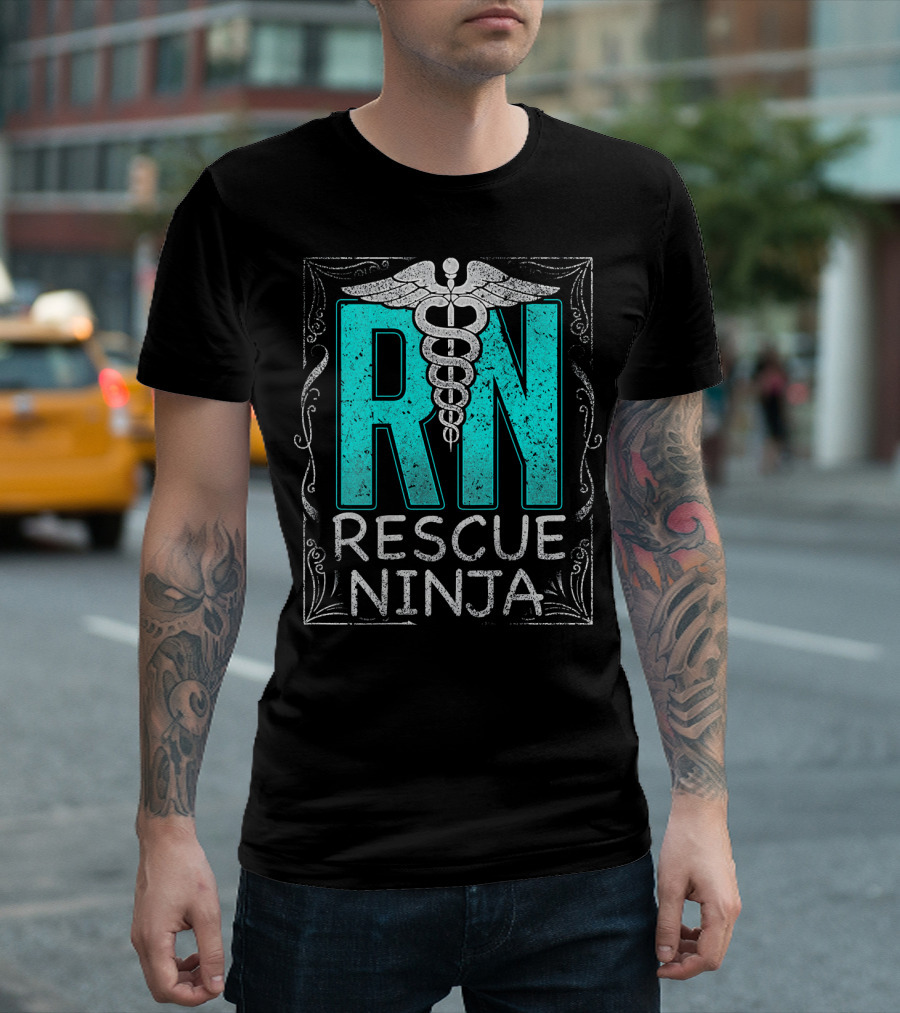 Funny Nurse RN Rescue Ninja Nursin with Medical T-Shirt
