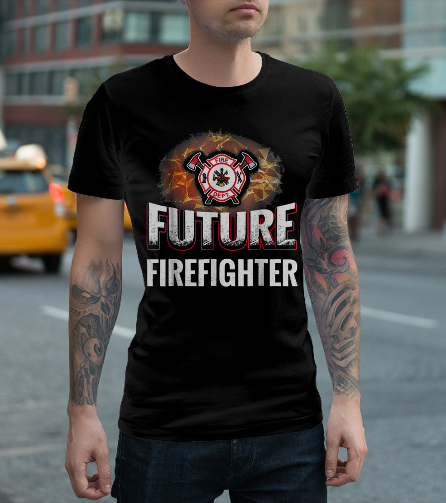 Future Firefighter Fire Dept. Badge With Axes and Helmet T-Shirt