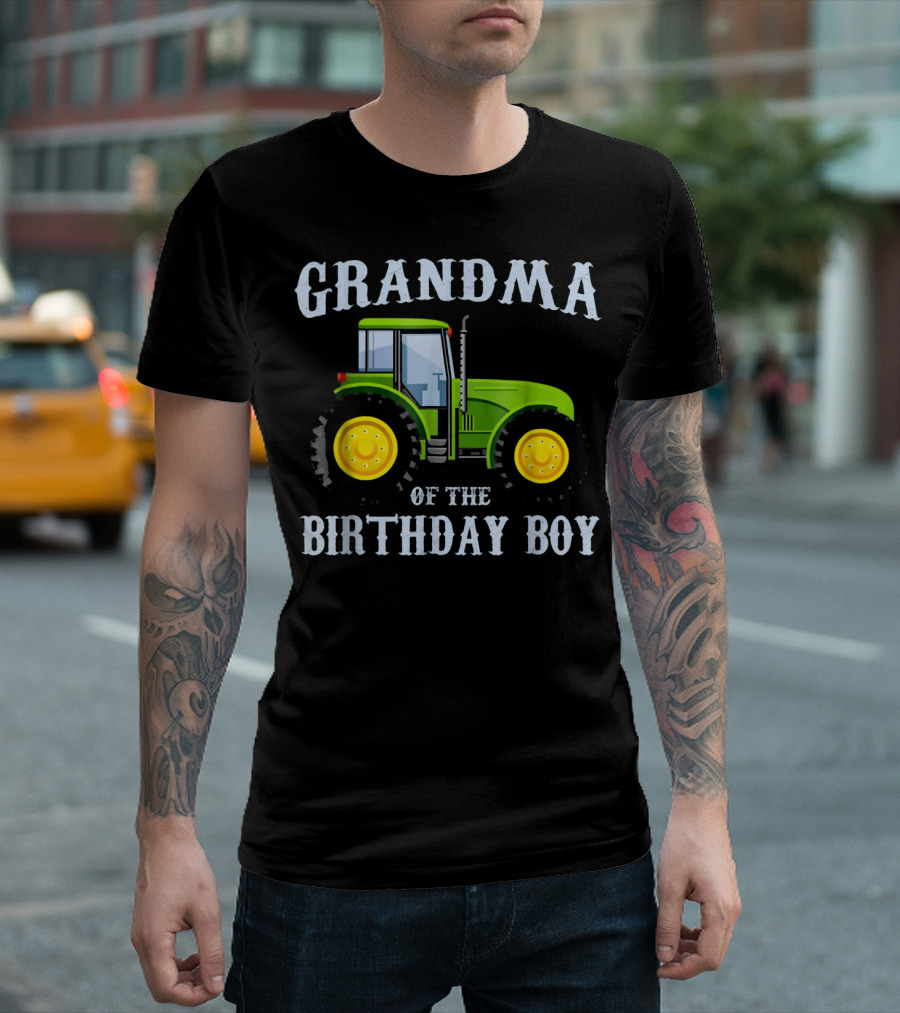 Grandma Of The Birthday Boy Green Tractor T-Shirt
