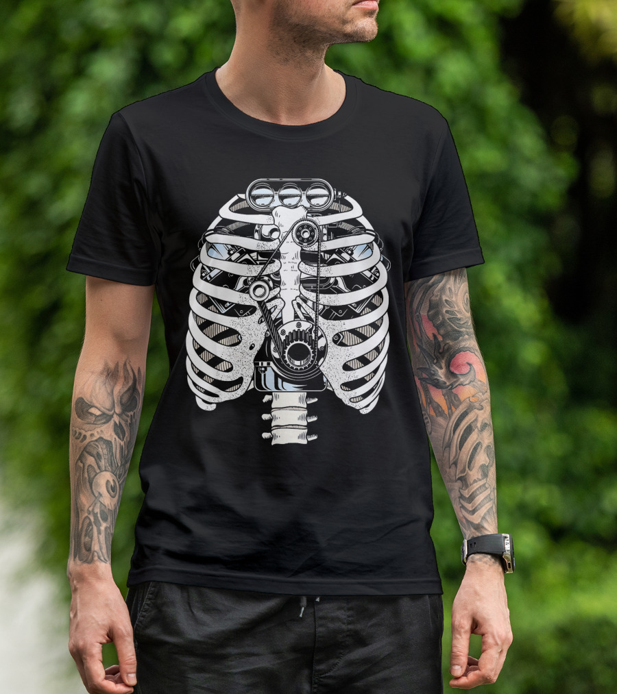 Halloween Skeleton Engine Mechanic Funny Car Engineer Me T-Shirt