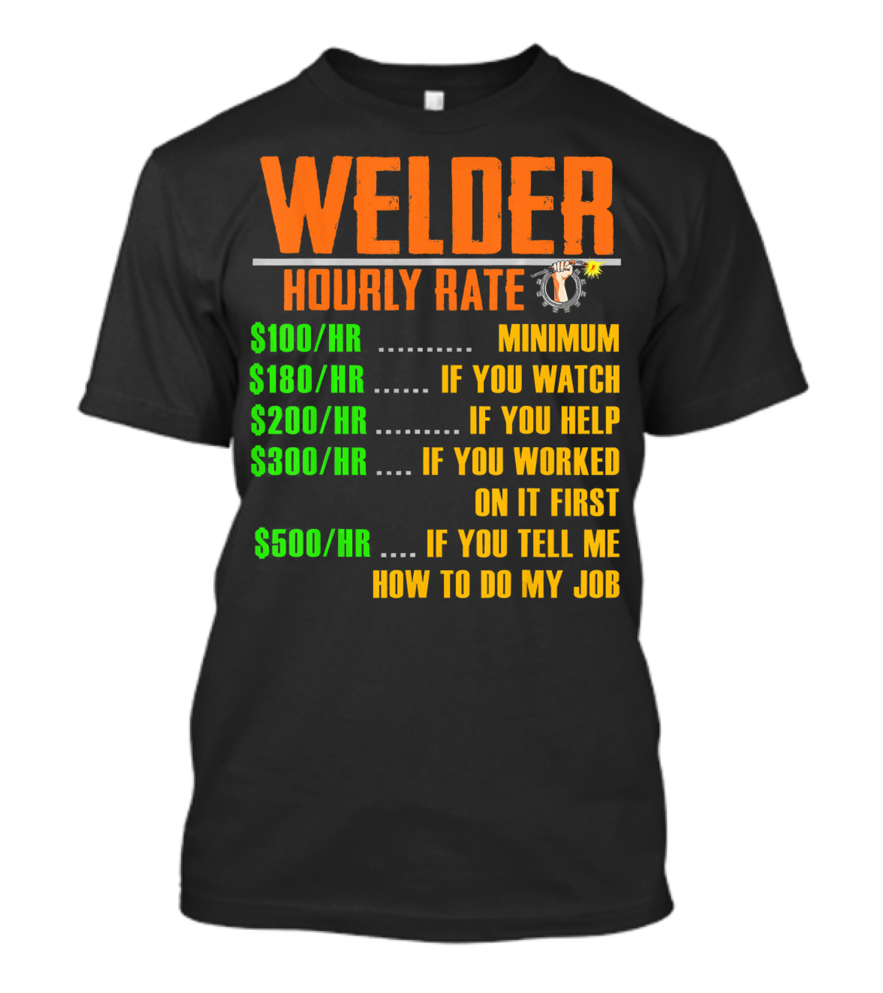 Welding Hourly Rate Welder Minimum Watch Help Worked Tell Me Job T-Shirt