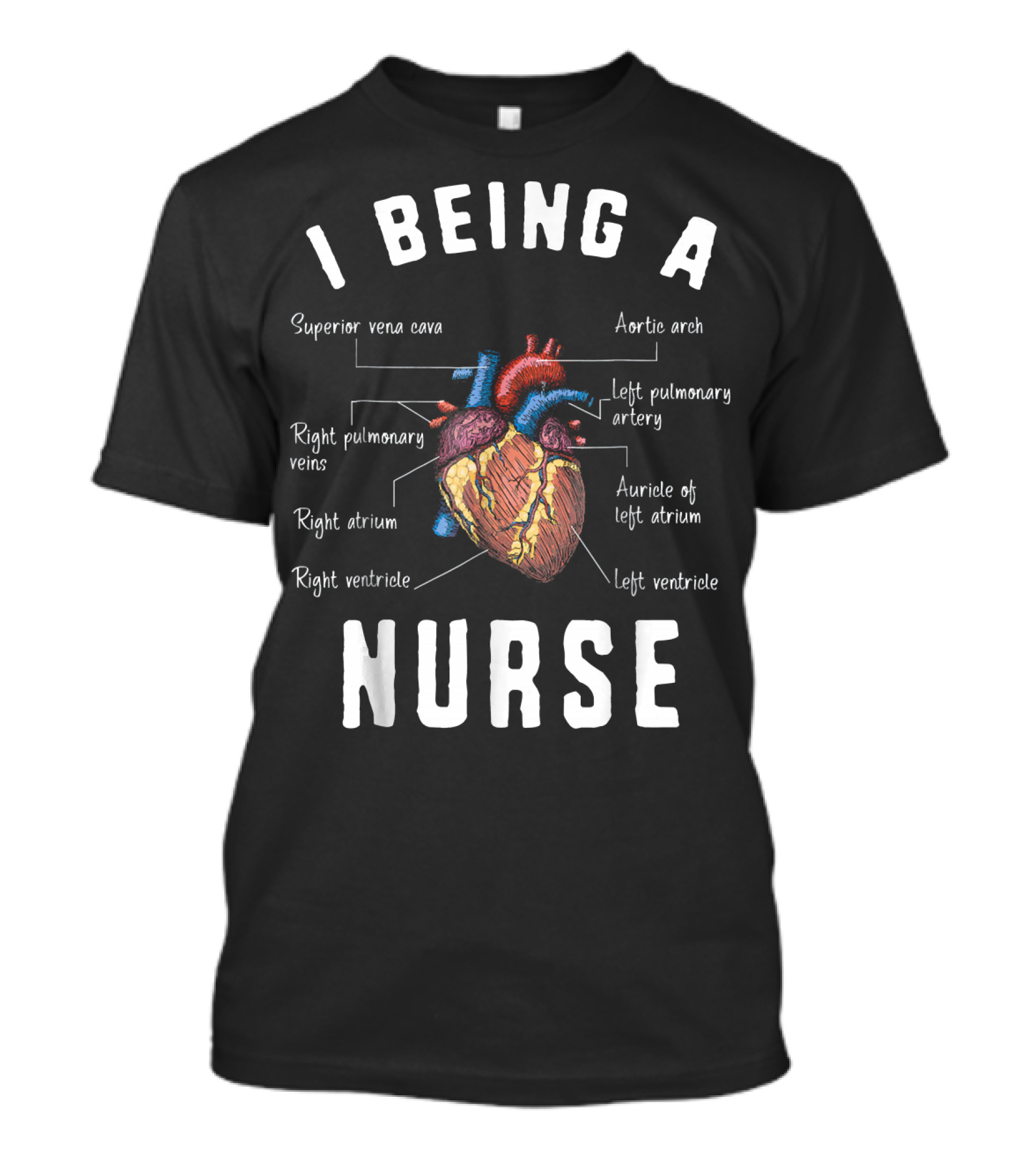 I Being A Nurse Heart Anatomy Labels Nursing Student T-Shirt