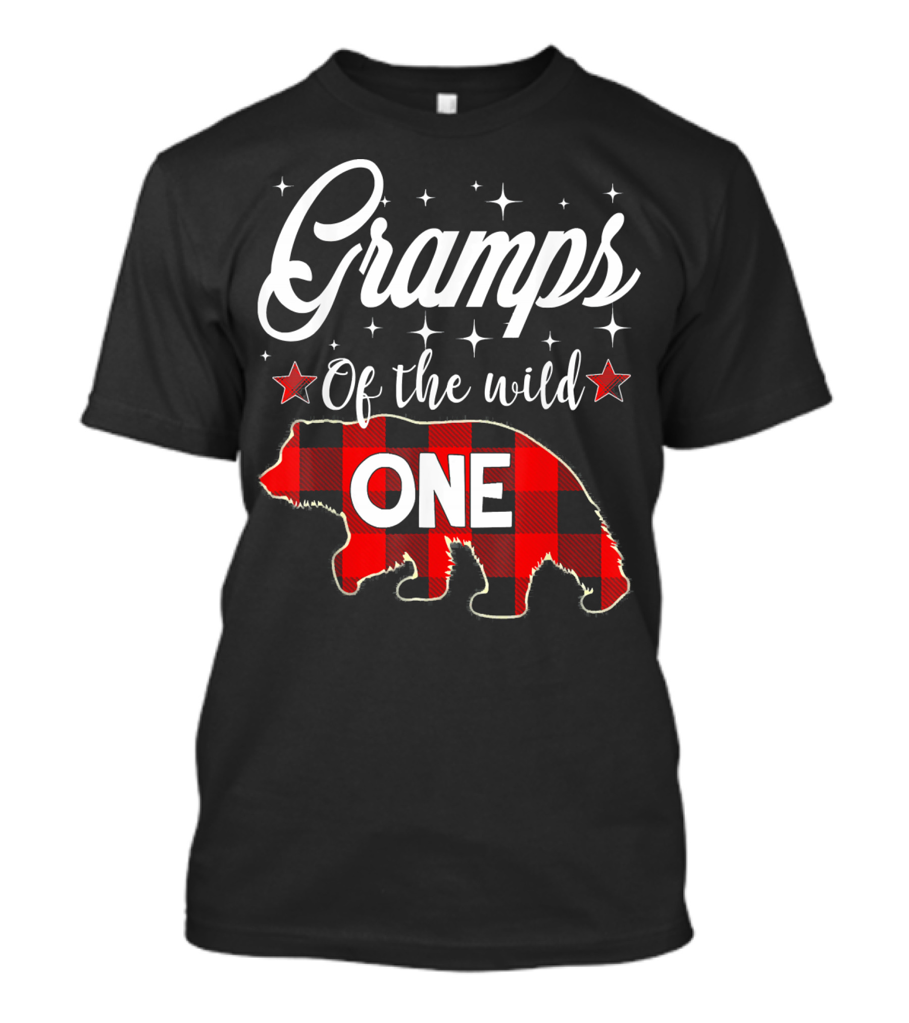 Gramps Of The Wild One Buffalo Plaid Bear T-Shirt