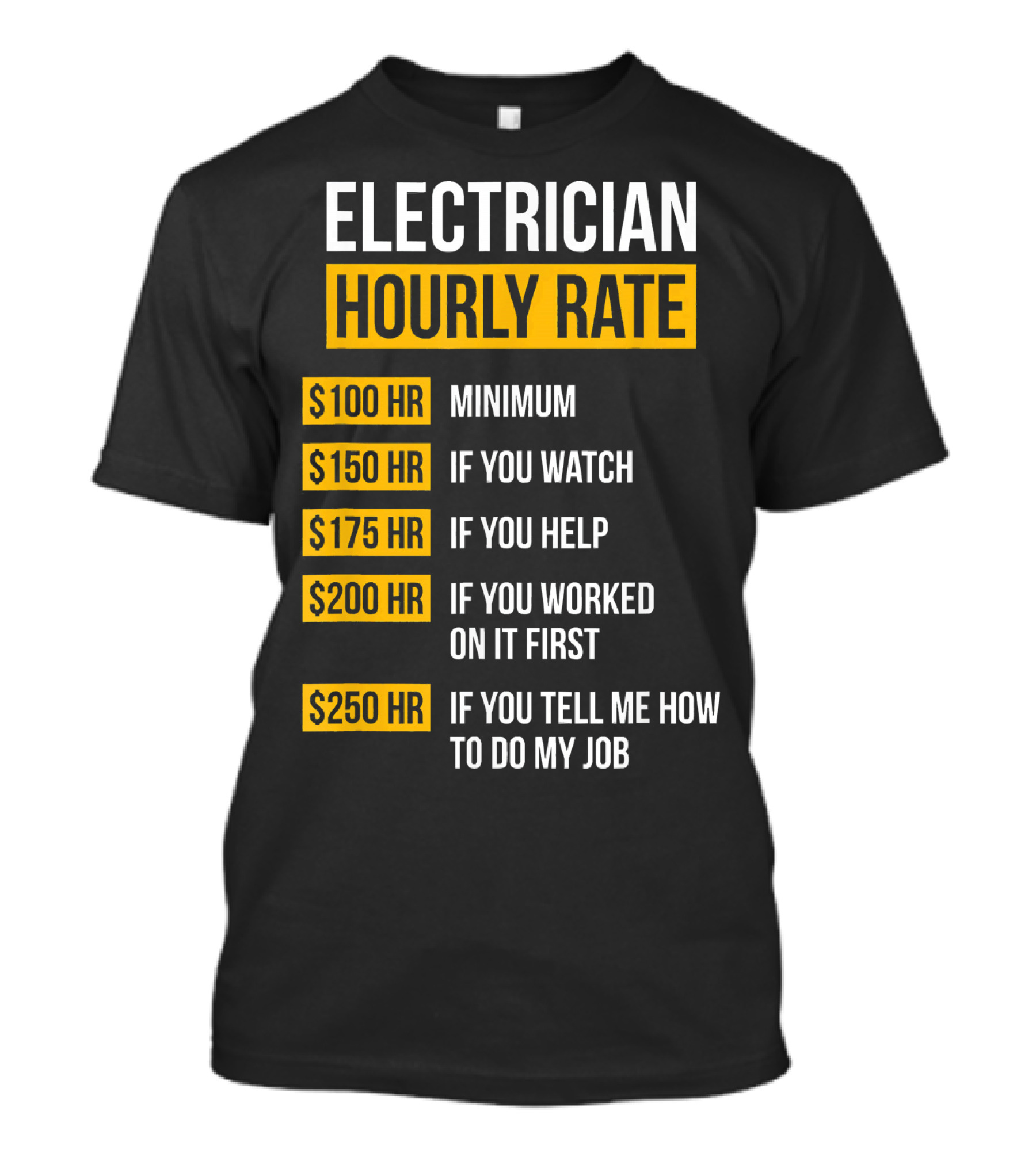 Electrician Hourly Rate Minimum $100 If You Watch Help Worked First Tell Me How T-Shirt