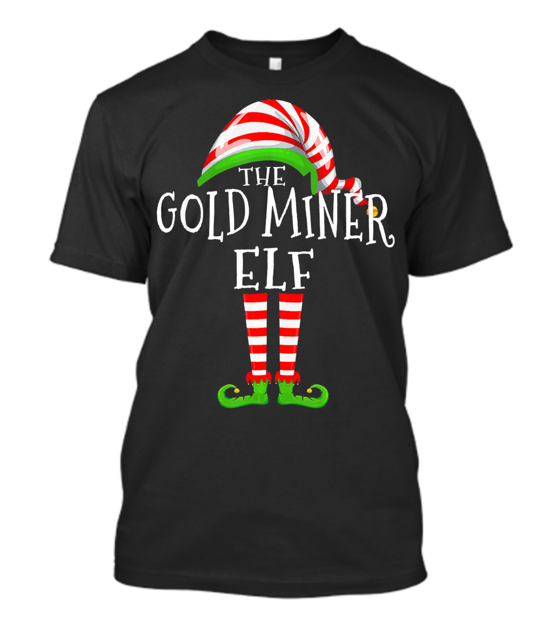 The Gold Miner Elf Family Matching Group Christmas Hat And Shoes T-Shirt