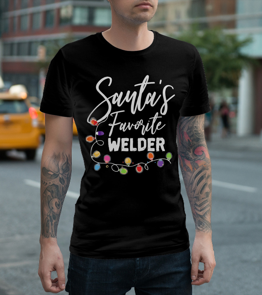 Santa's Favorite Welder Christmas Lights T-Shirt