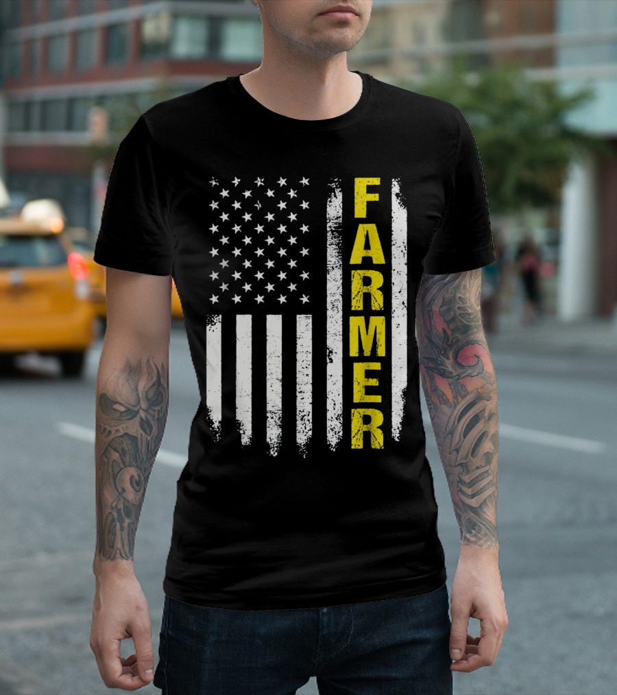 Make Our Farmers Great Again with American Flag Farmer T-Shirt