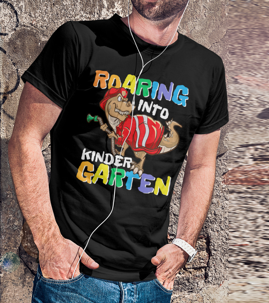 Roaring Into Kindergarten Dinosaur Fireman Adventure T-Shirt