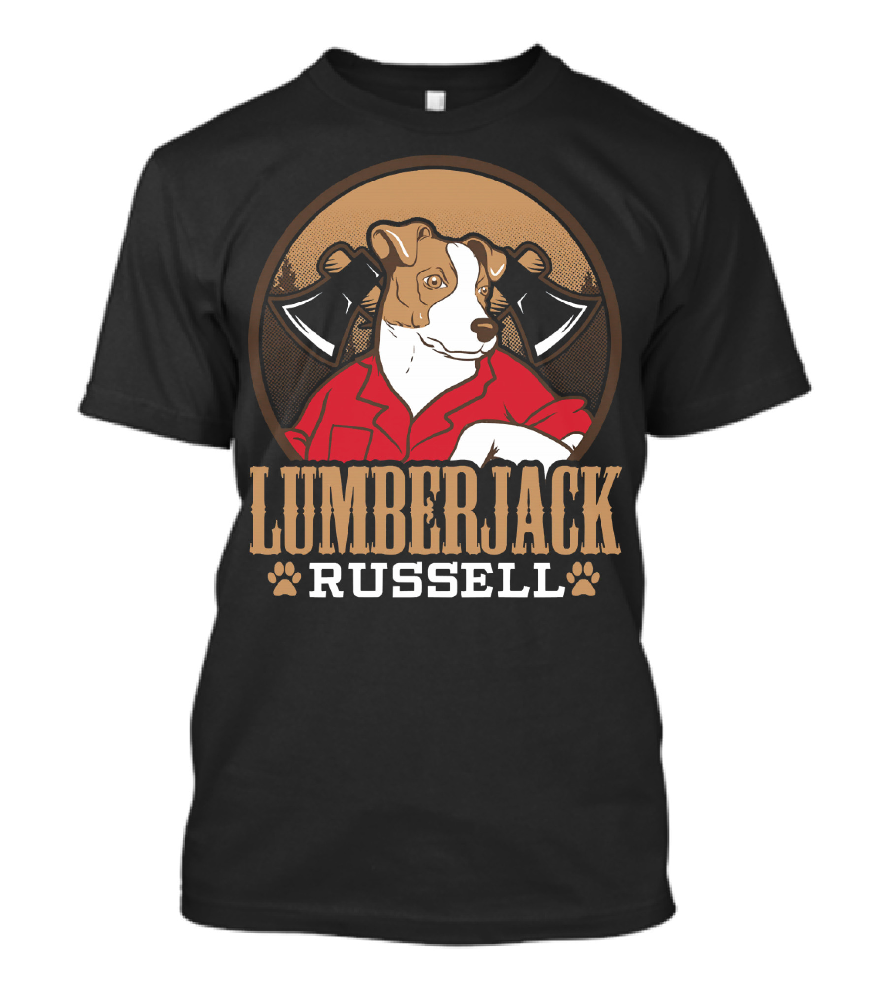 Lumberjack Jack Russell With Axes And Forest T-Shirt