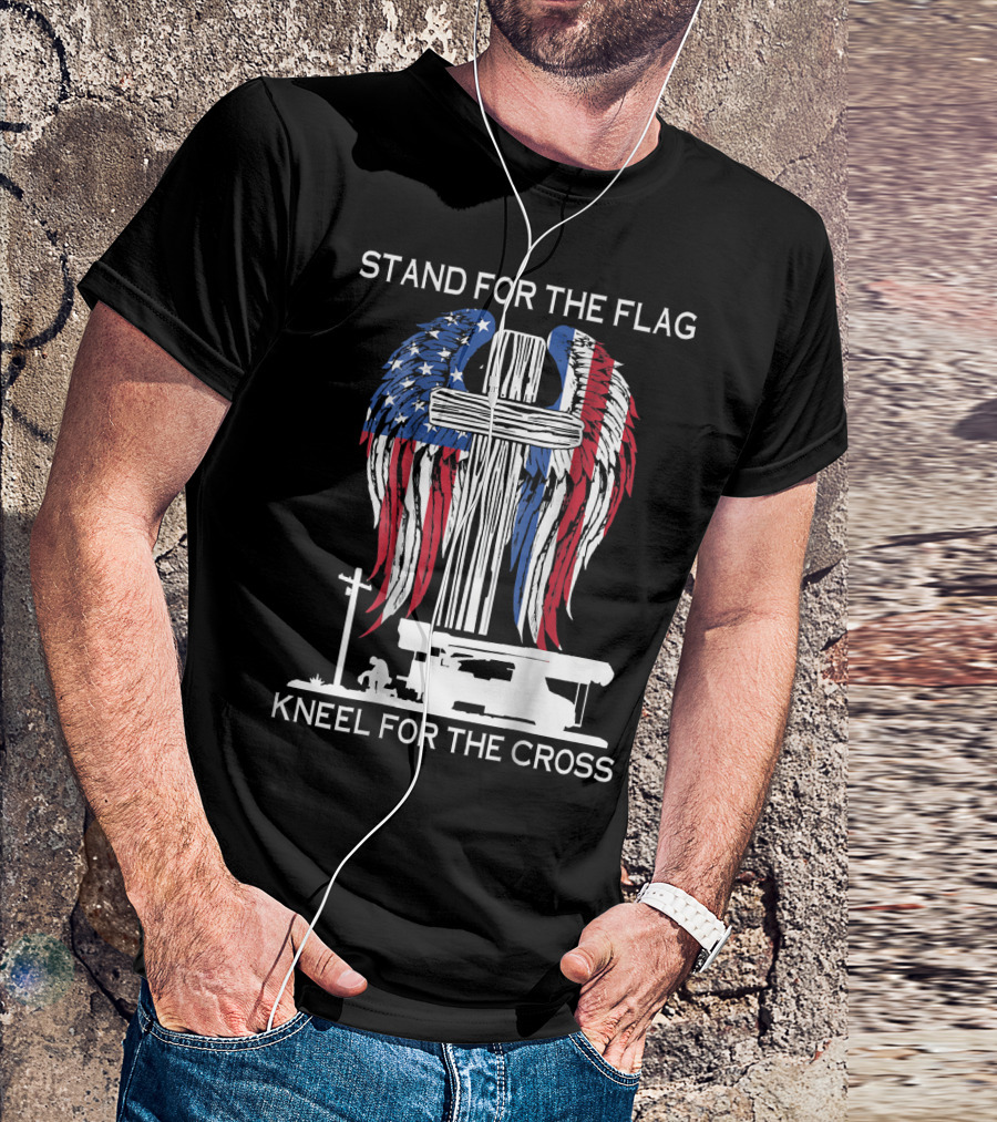 STAND FOR THE FLAG KNEEL FOR THE CROSS LINEMAN FLAG AND CROSS T-Shirt
