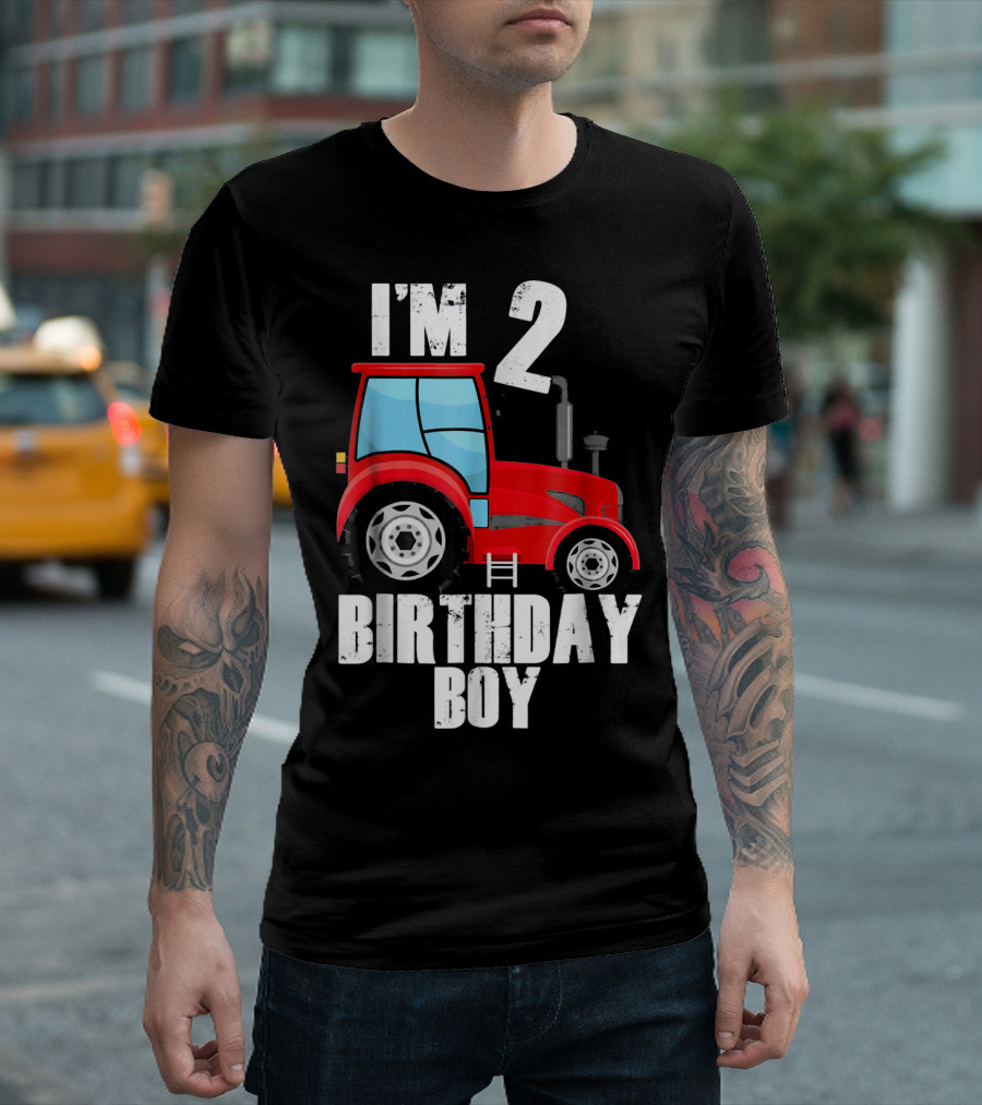 I'm 2 Birthday Boy Red Farm Tractor T-Shirt