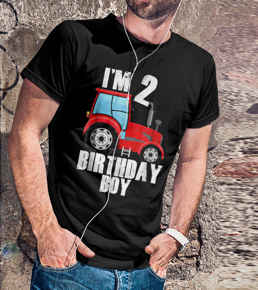 I'm 2 Birthday Boy Red Farm Tractor T-Shirt