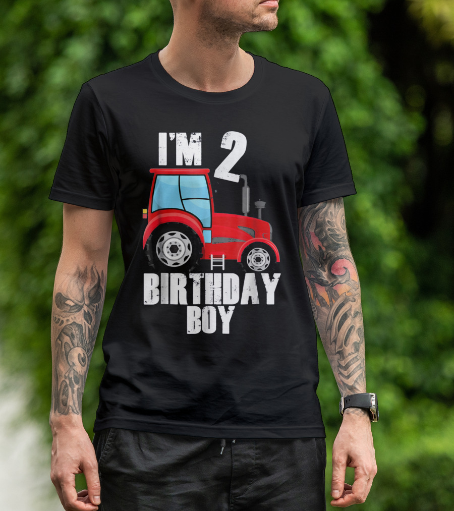 I'm 2 Birthday Boy Red Farm Tractor T-Shirt