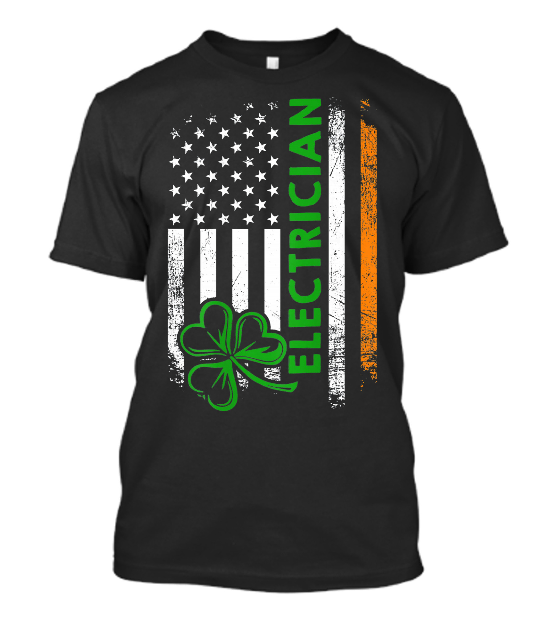 Irish Electrician American Flag Shamrock Electrician T-Shirt