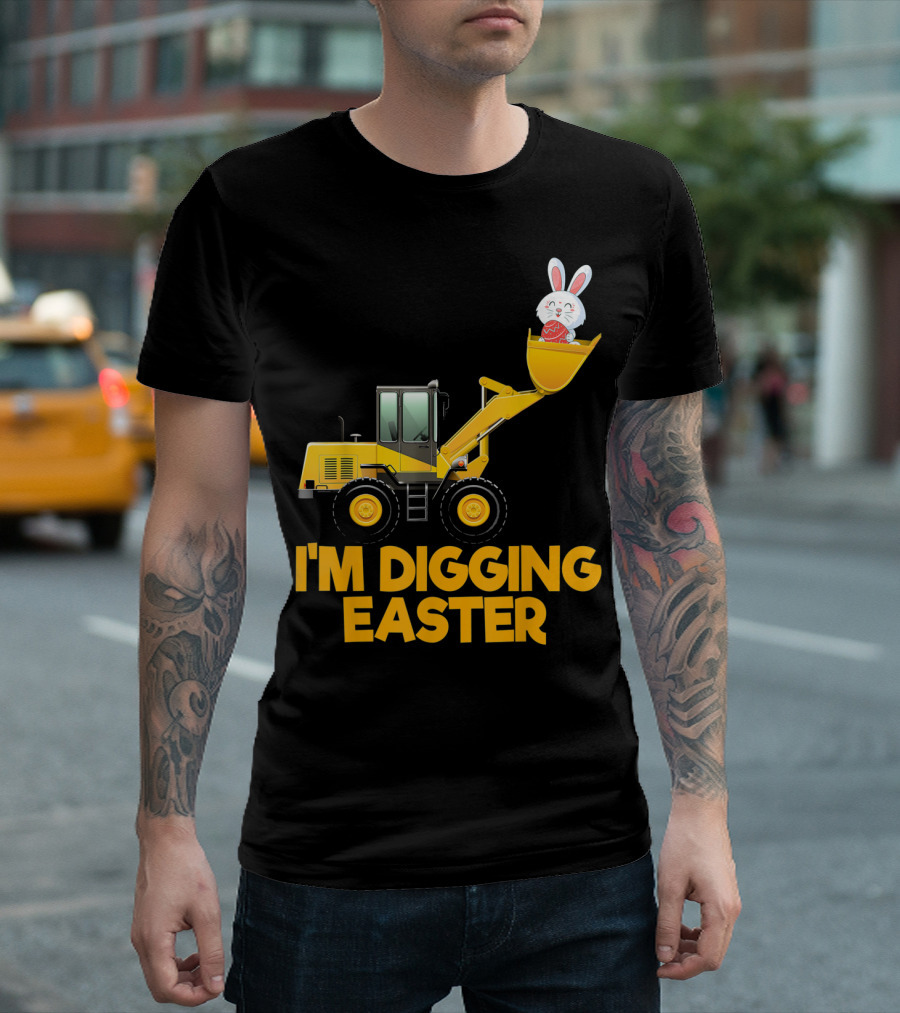 I'm Digging Easter Bunny Egg on Tractor T-Shirt