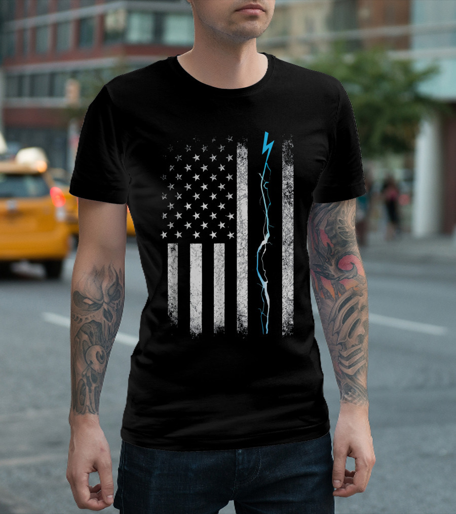 Im An Skilled Electrician American Flag Lightning Bolt T-Shirt