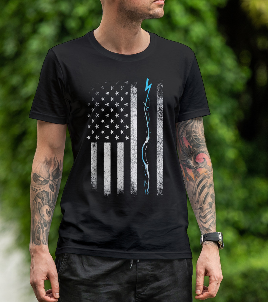 Im An Skilled Electrician American Flag Lightning Bolt T-Shirt