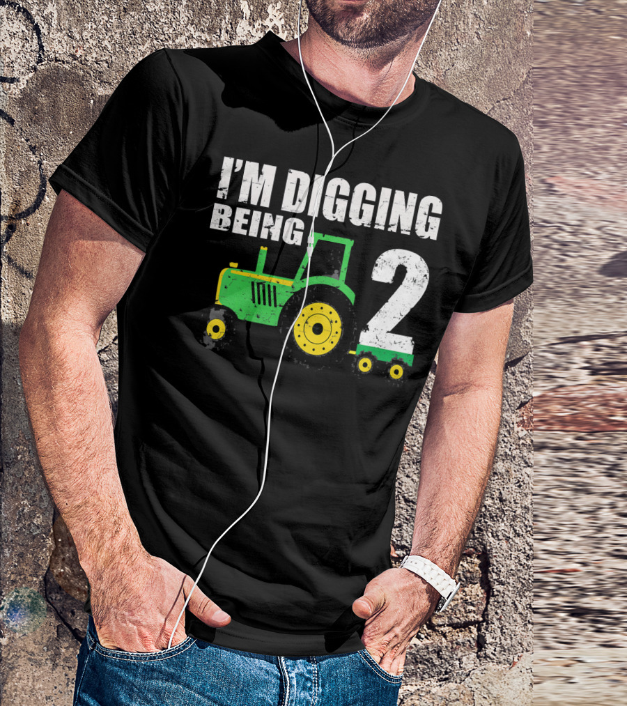 I'm Digging Being 2 Kids Tractor Birthday T-Shirt