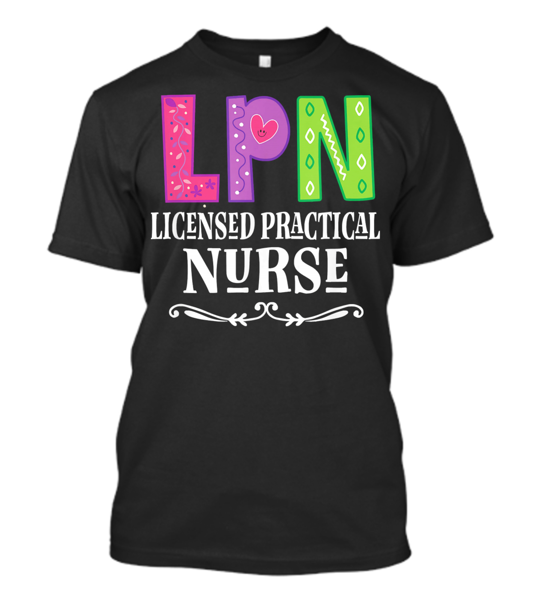 LPN Licensed Practical Nurse Colorful Heart T-Shirt