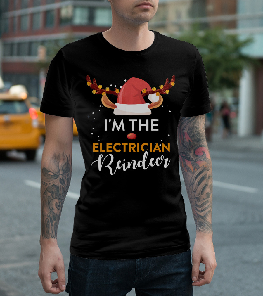 I'm The Electrician Reindeer Santa Hat Lights T-Shirt