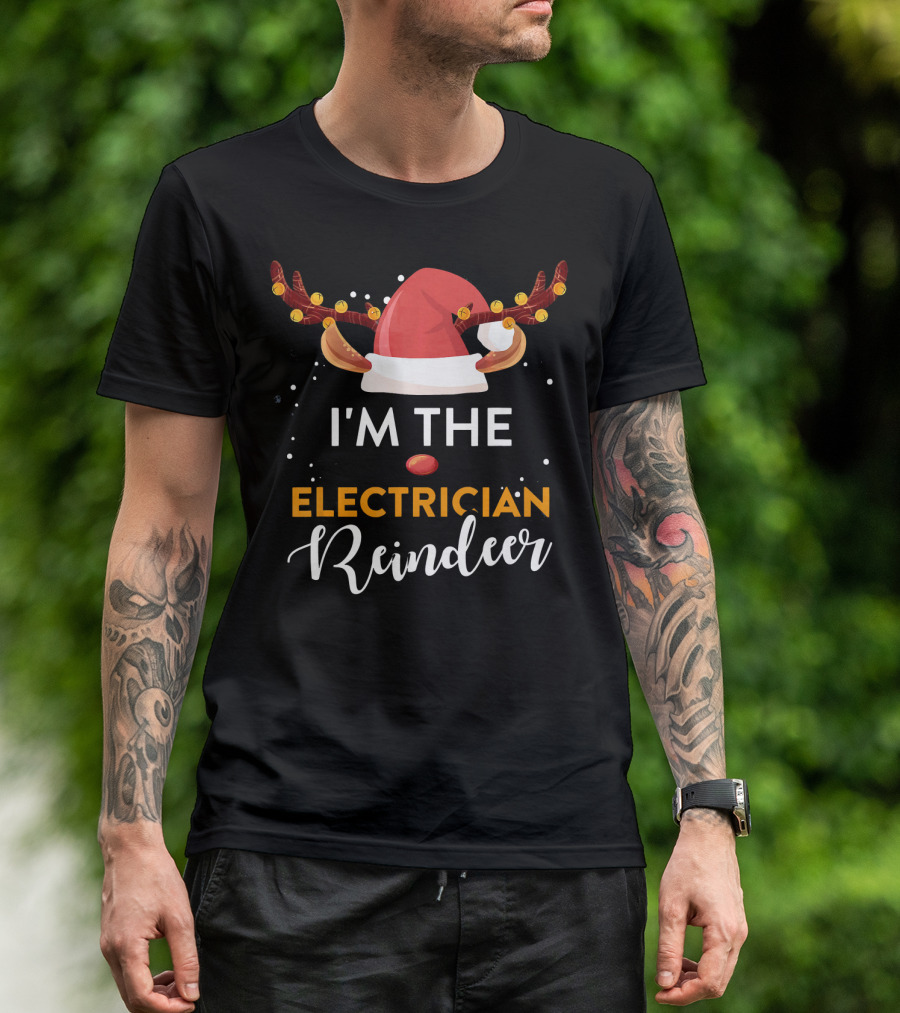 I'm The Electrician Reindeer Santa Hat Lights T-Shirt
