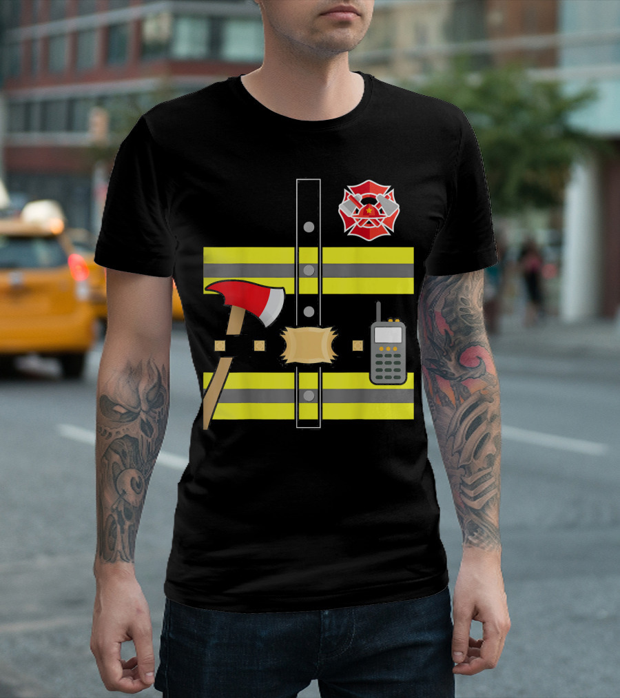 Firefighter Axe Walkie-Talkie Safety Gear Kids Fireman T-Shirt