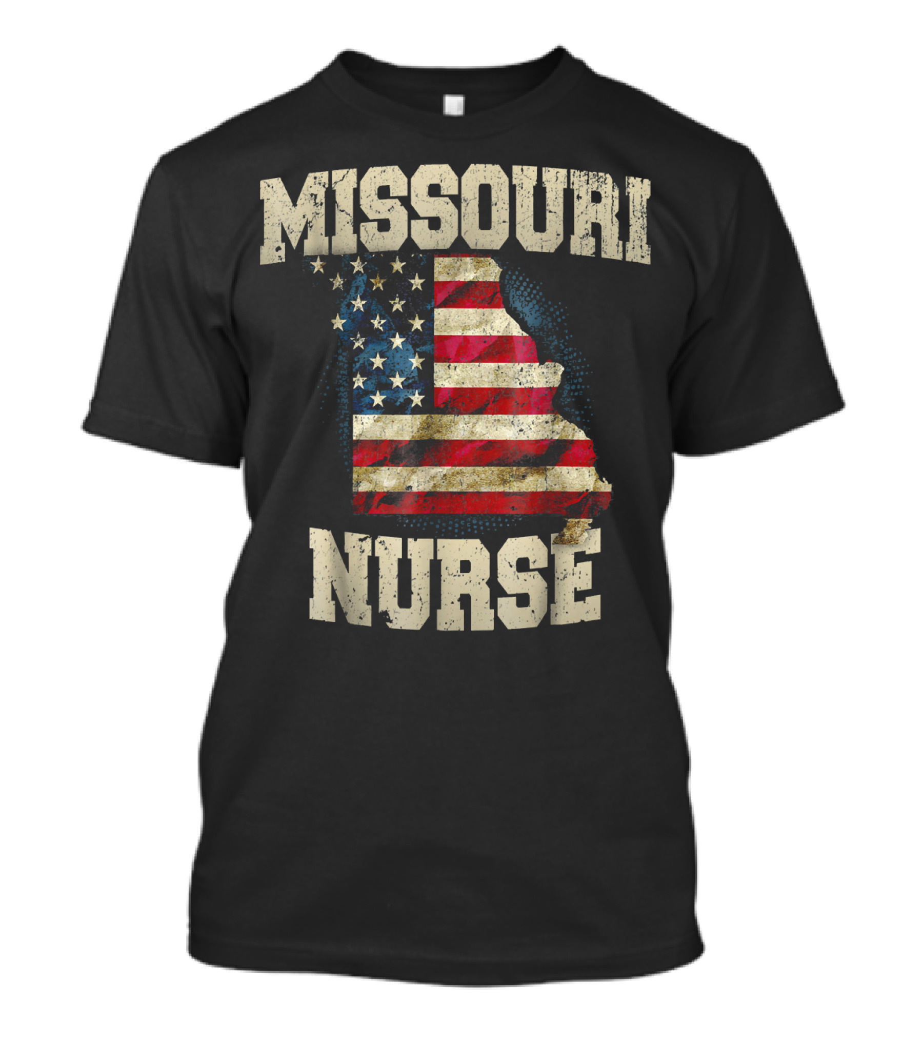Missouri Nurse American Flag State Map T-Shirt