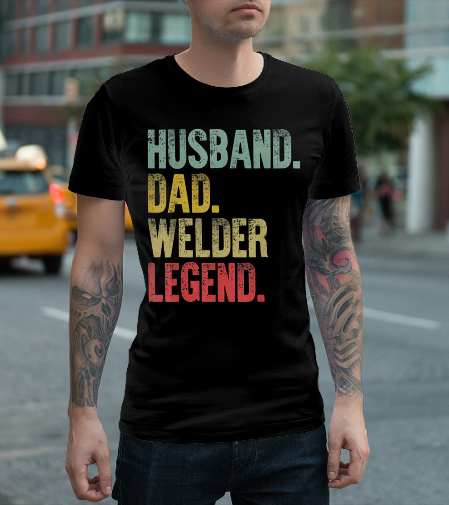 Husband Dad Welder Legend Vintage Funny Mens T-Shirt