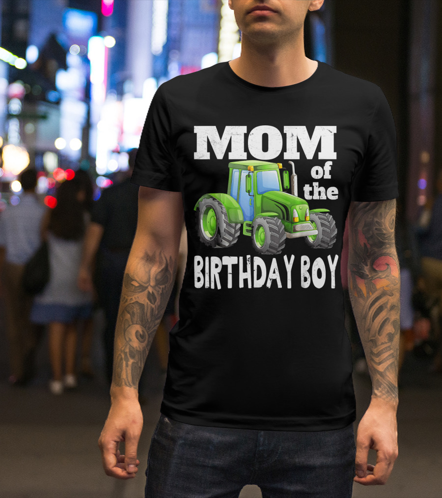 Mom Of The Birthday Boy Kids Farm Tractor T-Shirt