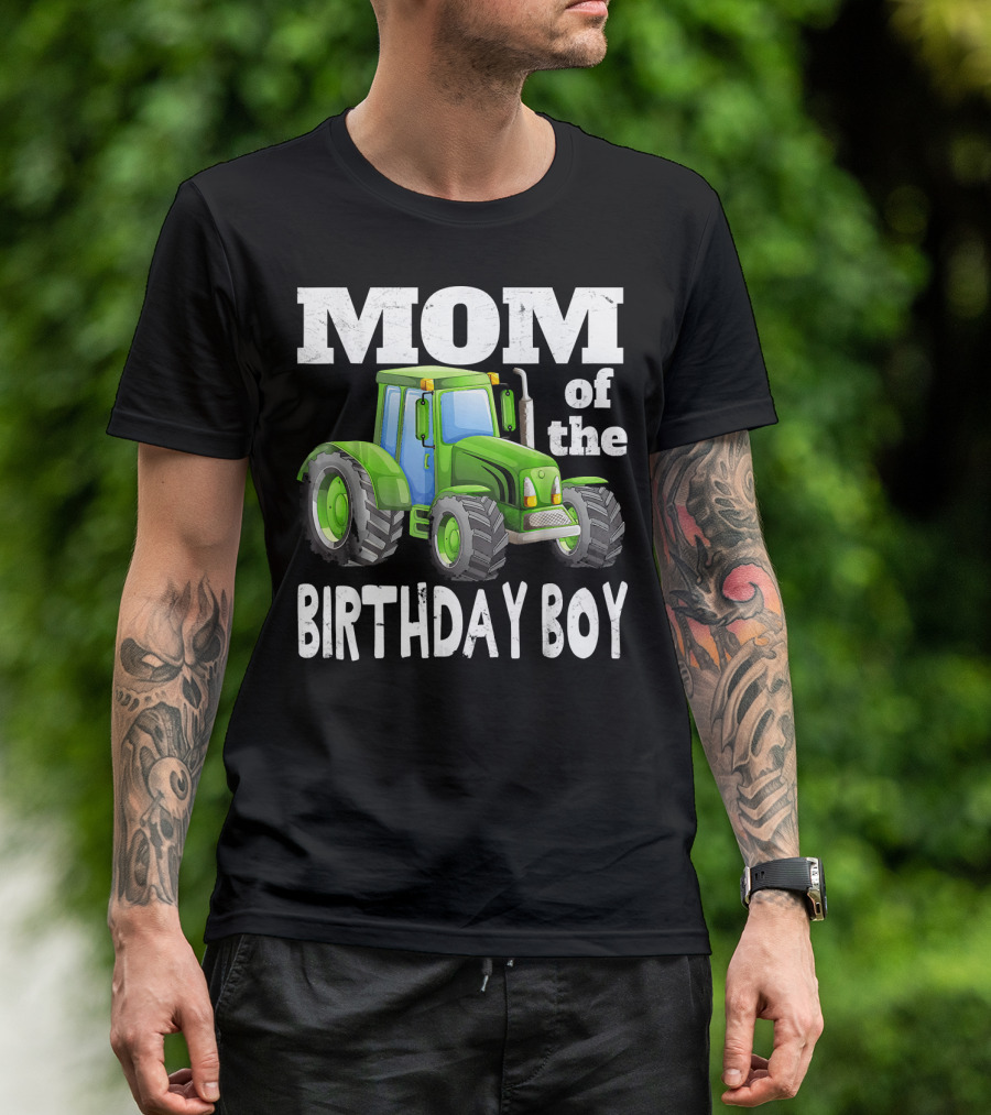 Mom Of The Birthday Boy Kids Farm Tractor T-Shirt