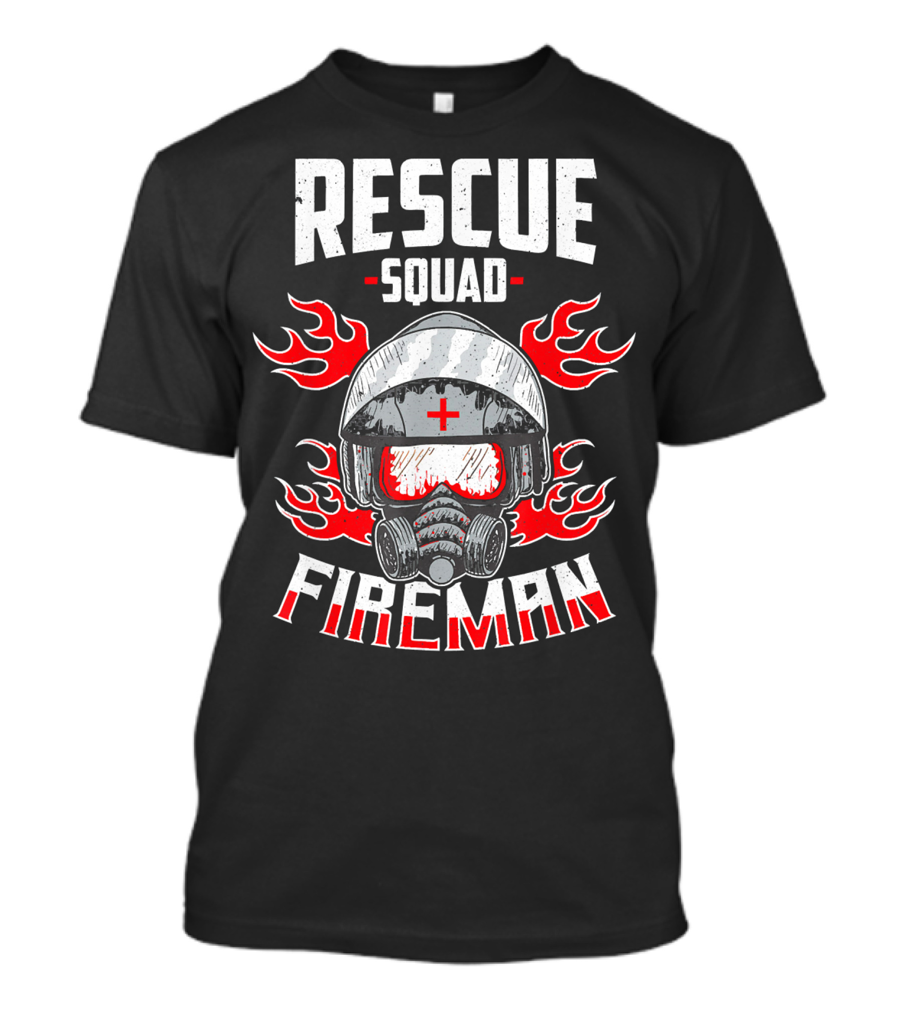 Rescue Squad Fireman Dad Firefighter Helmet And Flames T-Shirt