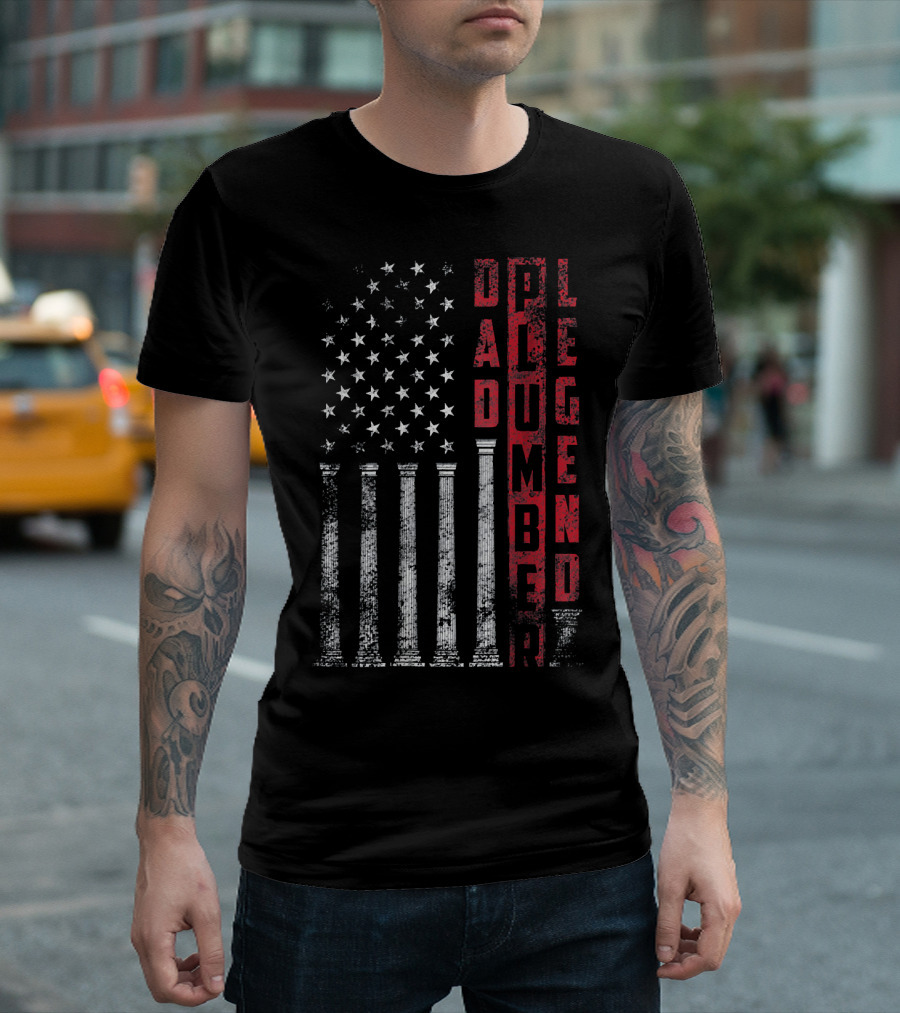 Dad Plumber Legend Distressed American Flag T-Shirt